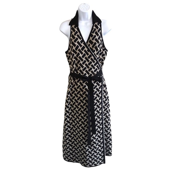 Diane Von Furstenberg Target Sleeveless Vintage Weave Sweaterknit Midi Wrap Dres